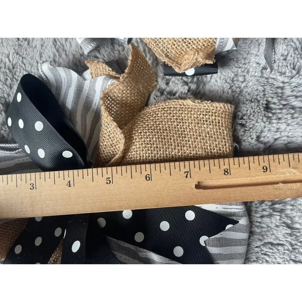 Handmade Wreath Bow Everyday Bow Black & White Gray Lot Of 3 Beautiful New